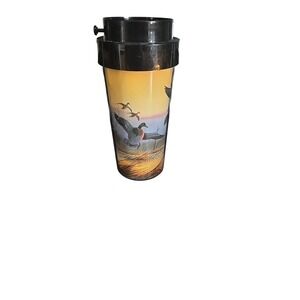Vintage Thermo-Serv Mallard Duck Travel Tumbler Raedeke Art Insulated Mug USA